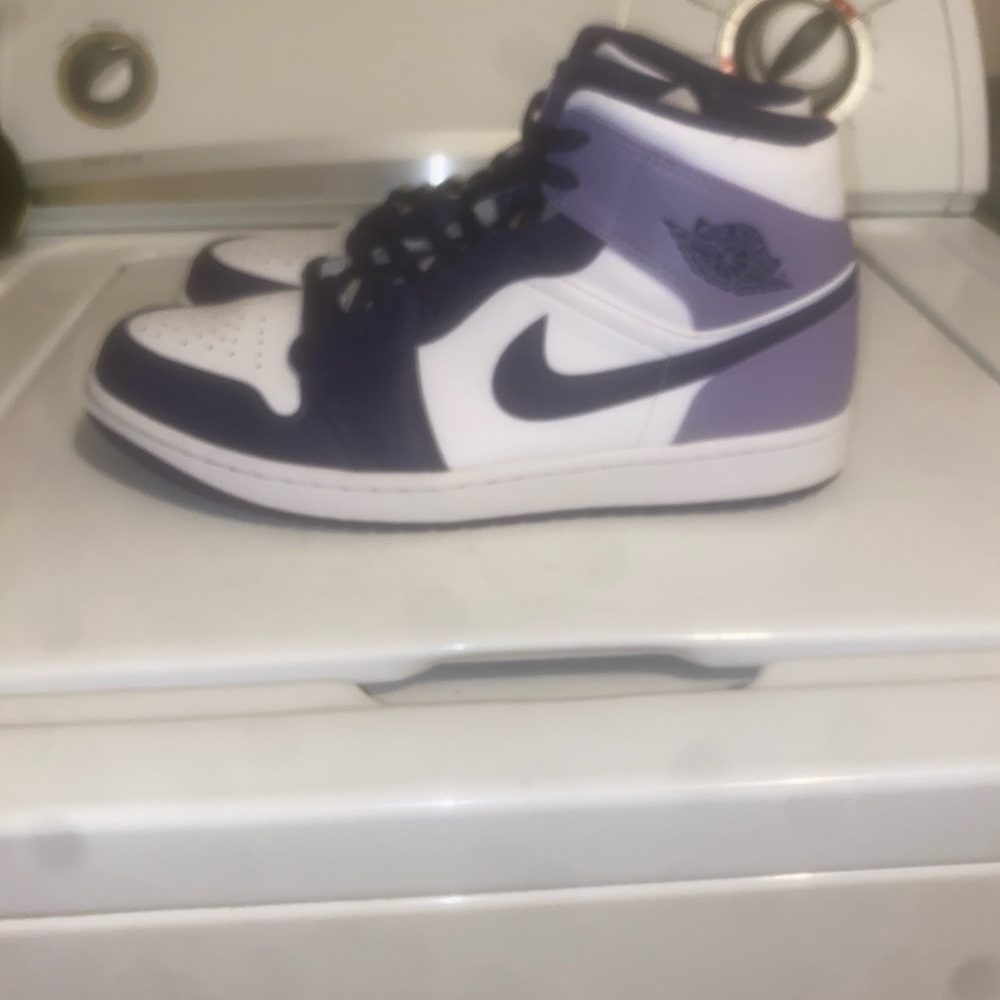 Jordan Purple and White High-Top Sneakers